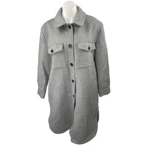 NEW Ann Taylor LOFT Women's Gray Wool Long Sleeve Button Up Coat Jacket Size L